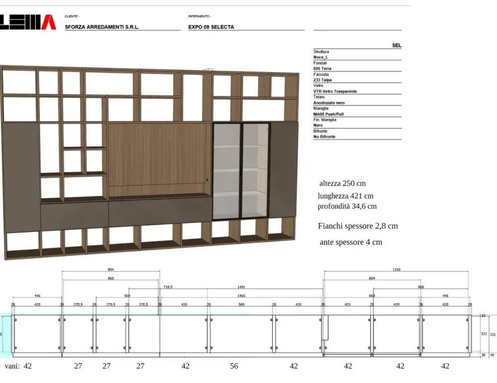 Clearance Mobile soggiorno modello Selecta di scontato -50% Pareti Attrezzate