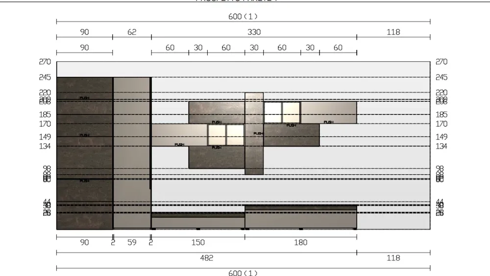 Imab Mobile soggiorno modello Soggiorno + zona ingresso di a PREZZI OUTLET- Pareti Attrezzate