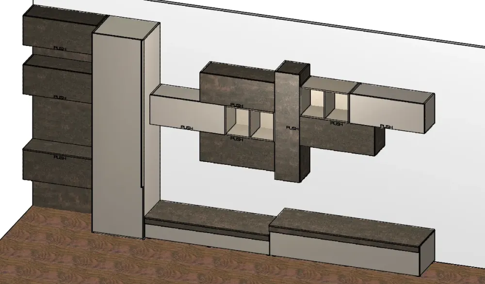 Imab Mobile soggiorno modello Soggiorno + zona ingresso di a PREZZI OUTLET- Pareti Attrezzate