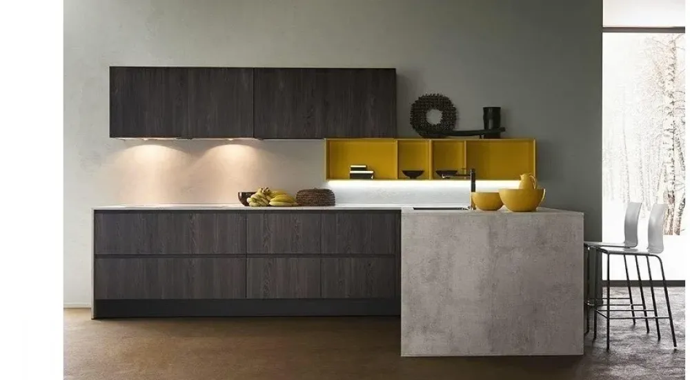 Cucine Store OFFERTA Cucina ad angolo con bancone LINEA di (340X215cm)- Cucine Ad Angolo|Cucine Design