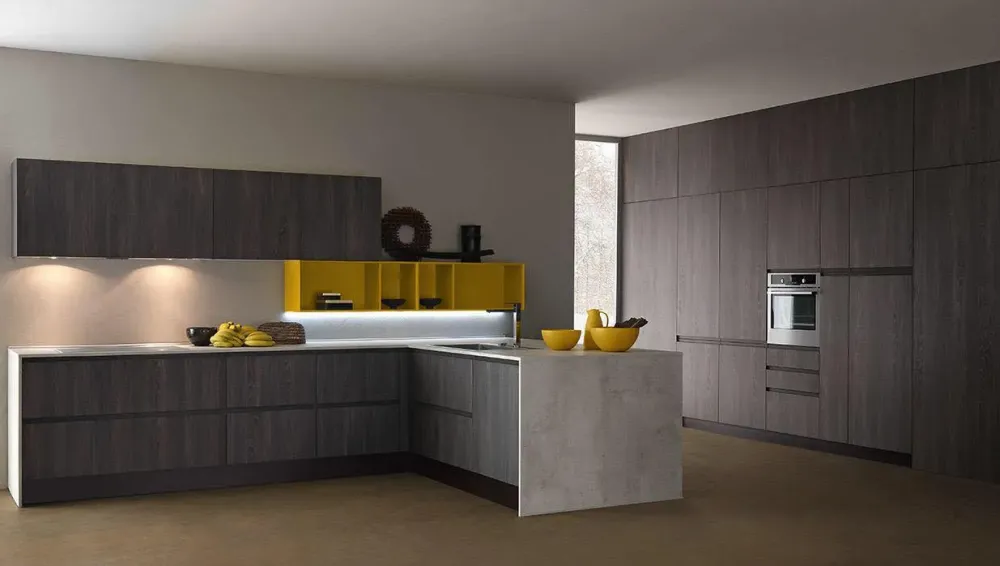 Cucine Store OFFERTA Cucina ad angolo con bancone LINEA di (340X215cm)- Cucine Ad Angolo|Cucine Design