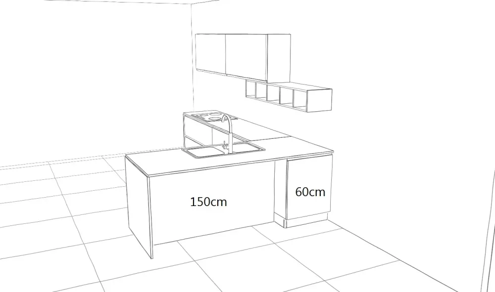 Cucine Store OFFERTA Cucina ad angolo con bancone LINEA di (340X215cm)- Cucine Ad Angolo|Cucine Design