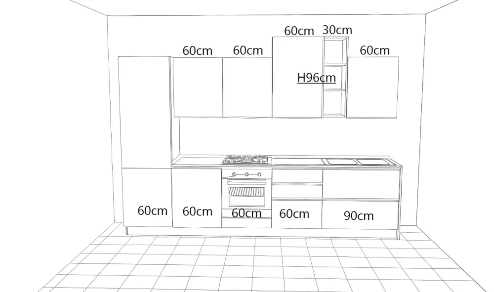 New OFFERTA cucina lineare IRIS di CUCINESTORE (misura 330cm) Cucine Lineari|Cucine Moderne