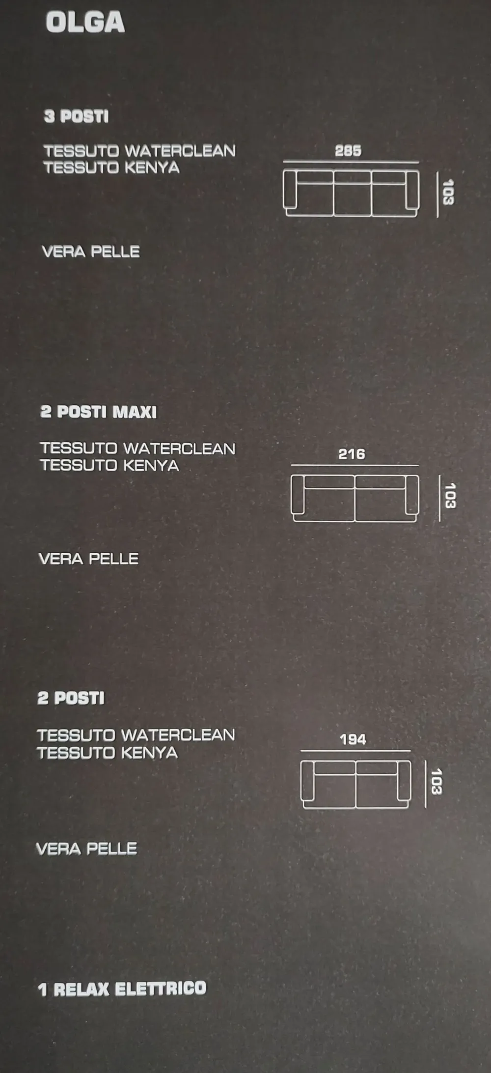Collezione esclusiva Olga relax elettrico in Tessuto a prezzo scontato- Divani