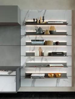 Astor Mobili Outlet: soggiorno Story 4 di Astor, laminato materico, skyline 3.0.- Soggiorni Completi