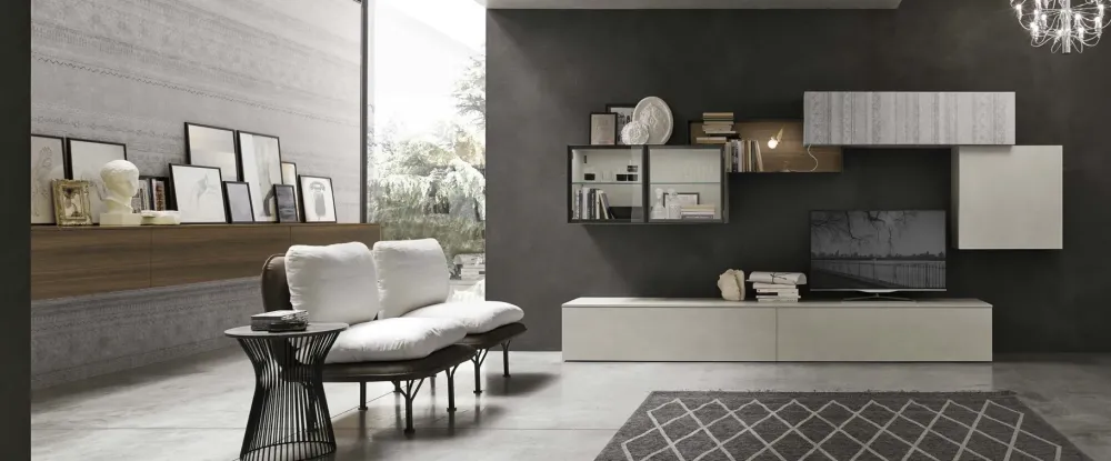 Parete attrezzata A123 in laminato materico a prezzo Outlet^Tomasella Best