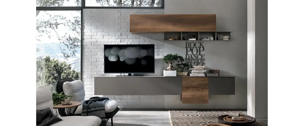 Tomasella Parete attrezzata A017 in stile moderno a prezzo scontato- Soggiorni Completi