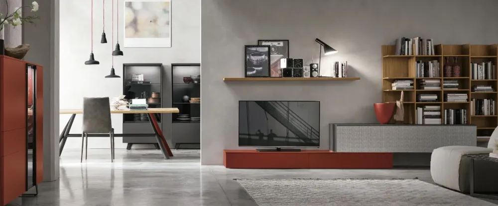 Tomasella Parete attrezzata A114 in stile moderno a prezzo ribassato- Pareti Attrezzate