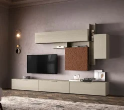 New Parete attrezzata Cenere in stile design a prezzo scontato Pareti Attrezzate