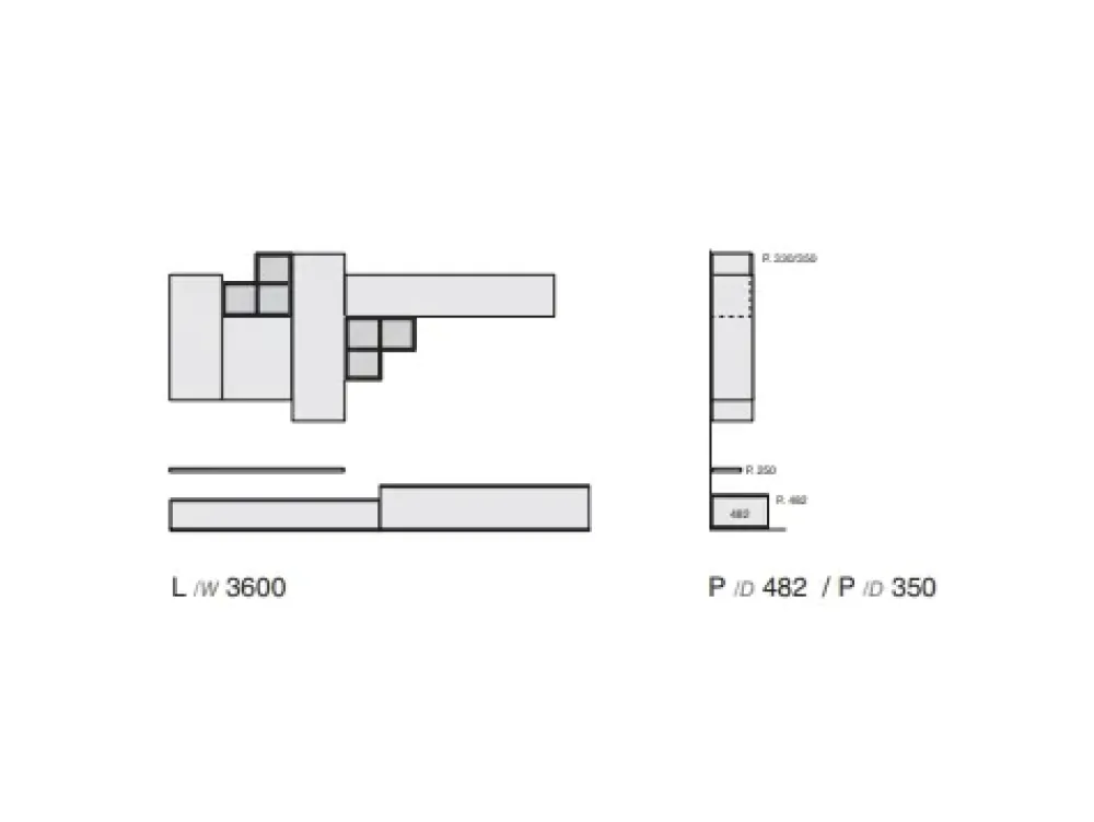 Favero Parete attrezzata Composziione disegual - 3rf 1340 in stile moderno a prezzo ribassato- Pareti Attrezzate