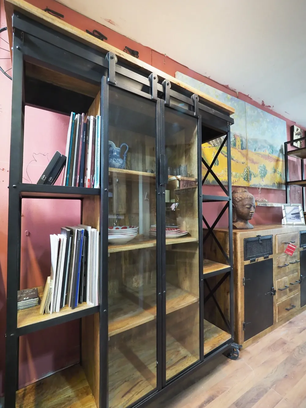 Outlet Etnico Parete attrezzata Composzione soggiorno industrial new york in stile moderno a prezzo scontato- Pareti Attrezzate