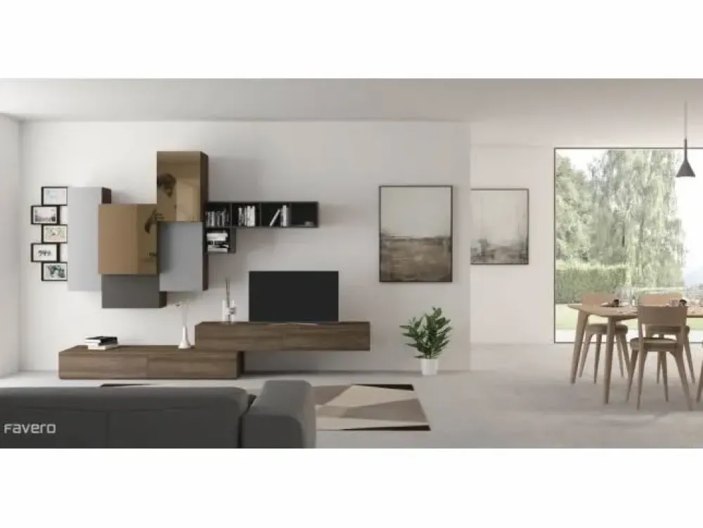 Parete attrezzata Composizione Social - Riflessi 3RF 1355_A^Favero Clearance