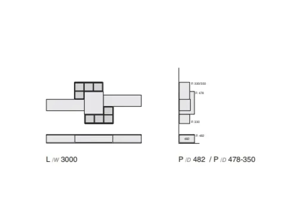 Parete attrezzata Composizione Riflessi - 3RF 2000^Favero Outlet