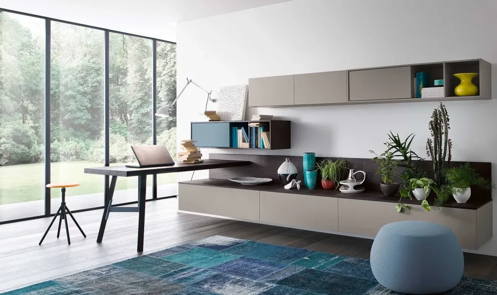 Hot Parete attrezzata in stile moderno Parete atrezzata con scrittoio home office di a prezzo scontato Pareti Attrezzate