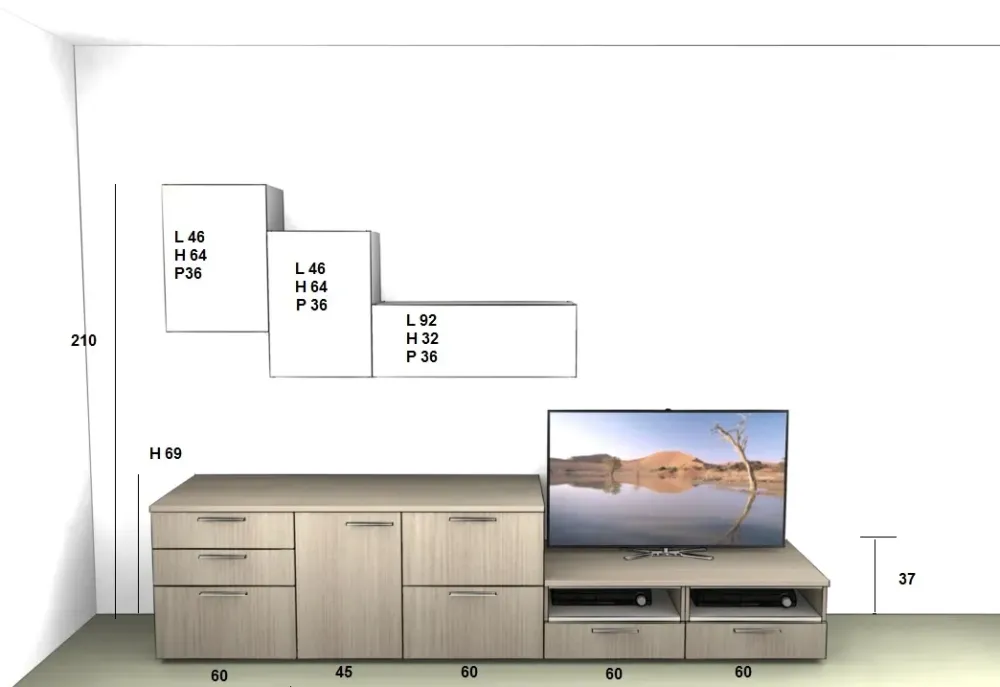 Parete attrezzata in stile moderno Colombini in laminato materico Offerta Outlet^Colombini Casa Best