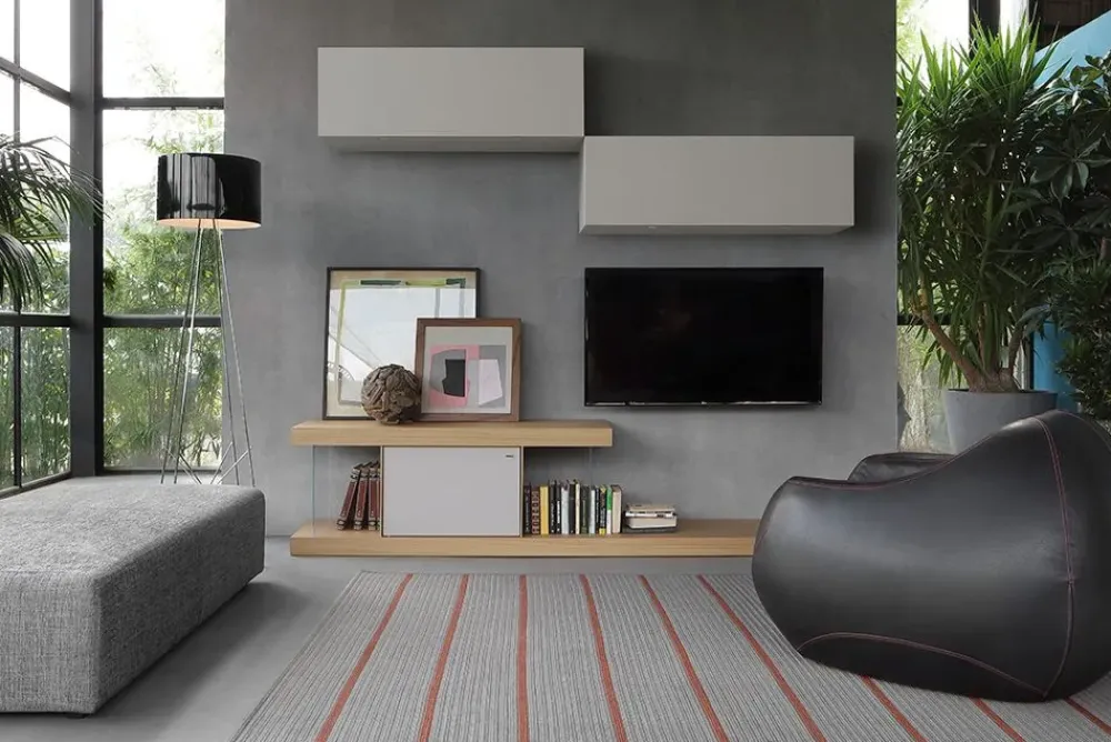 Discount Parete attrezzata in stile design F2/ form line 242 con pensili di in Offerta Outlet Pareti Attrezzate