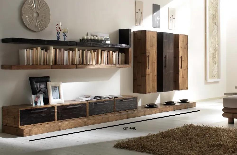 Outlet Etnico Parete attrezzata in stile design in legno Offerta Outlet- Pareti Attrezzate