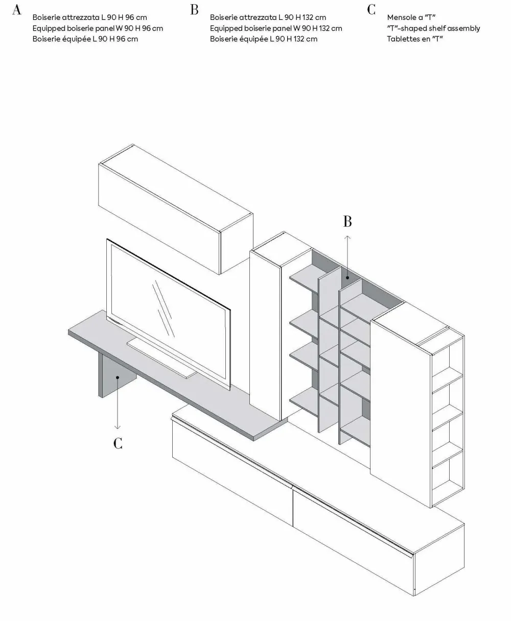 Parete attrezzata in stile moderno Qsm 632 di group in Offerta Outlet^Imab Hot