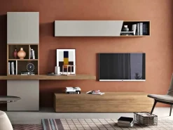 Spar Parete attrezzata in stile moderno in laminato materico Offerta Outlet- Pareti Attrezzate