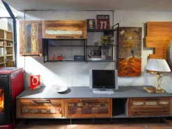 Parete attrezzata Parete soggiorno industrial e legno di in OFFERTA OUTLET^Nuovi Mondi Collection Outlet