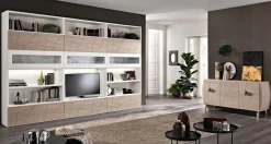 Parete attrezzata Parete  fresata  frassino bianco e noce natura in stile moderno a prezzo scontato^Md work Online