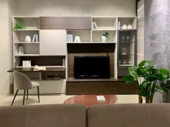 Tomasella Parete attrezzata Parete a spalla vano tv e pensili vetro  di in OFFERTA OUTLET- Pareti Attrezzate