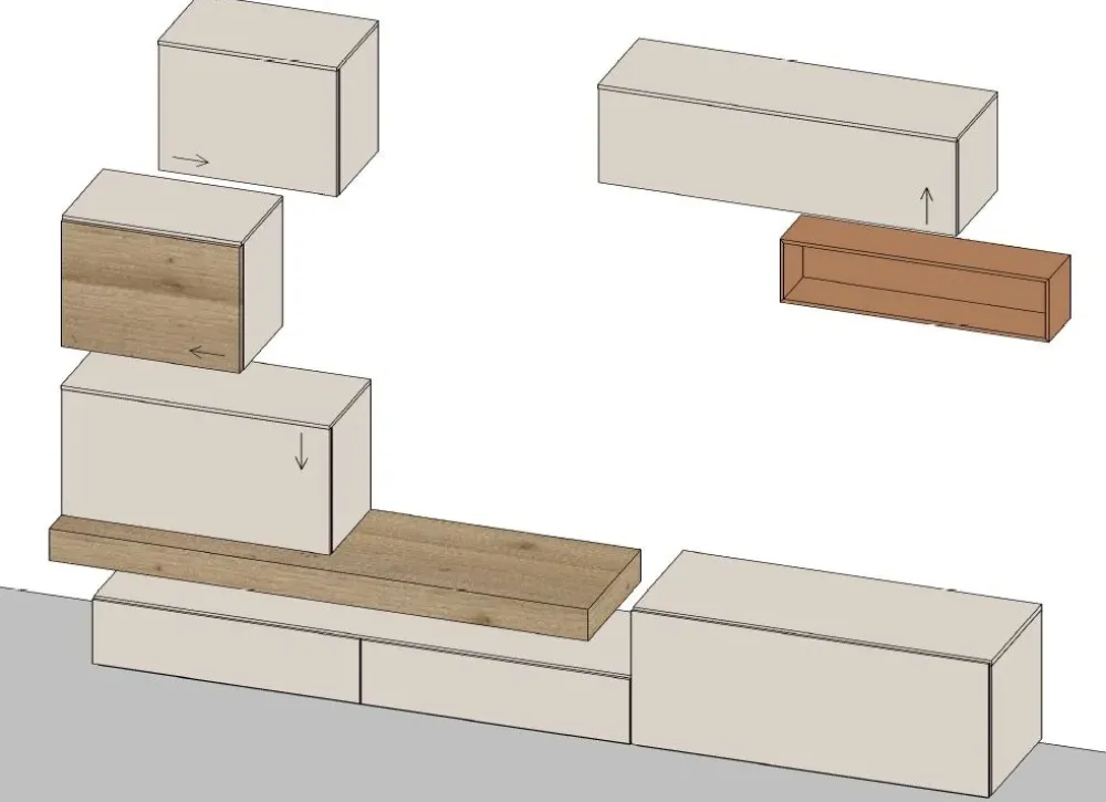 New Parete attrezzata Parete soggiono santa lucia decorativo e legno nodato di in OFFERTA OUTLET Pareti Attrezzate