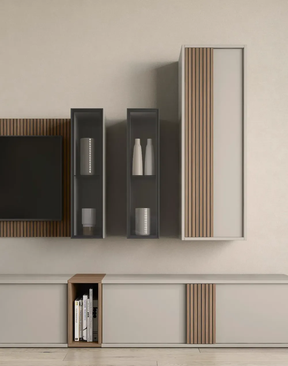 Discount Parete attrezzata Riga day 02 in stile design a prezzo ribassato Pareti Attrezzate