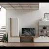 Tomasella Parete attrezzata in laminato materico A077 a prezzo Outlet- Soggiorni Completi