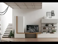 Tomasella Parete attrezzata in laminato materico A077 a prezzo Outlet- Soggiorni Completi