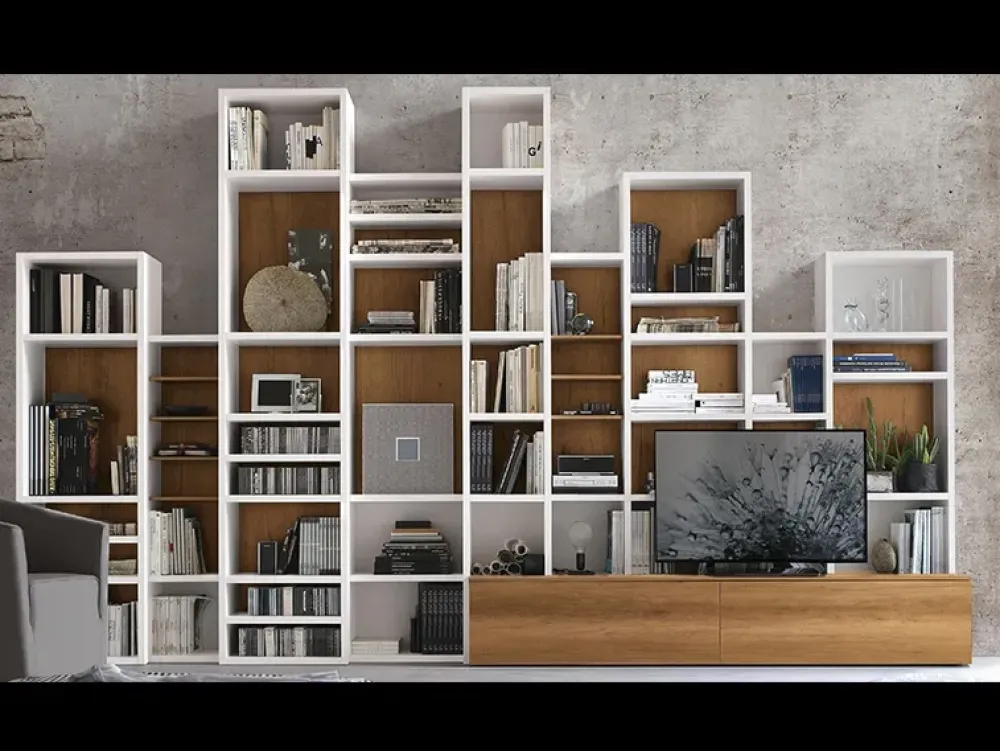 New Parete attrezzata A086 PREZZI OUTLET Pareti Attrezzate