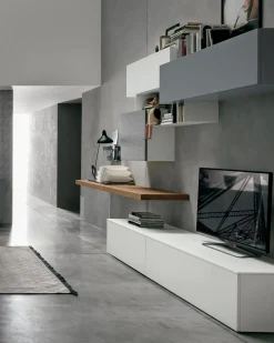 Tomasella Parete attrezzata in laminato materico A054 in Offerta Outlet- Soggiorni Completi