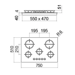 Barazza Piano cottura di grande qualità Mood 1pmd70 in offerta- Piano Cottura