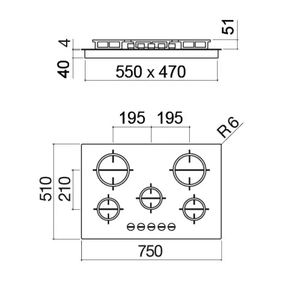 Barazza Piano cottura di grande qualità Mood 1pmd70 in offerta- Piano Cottura