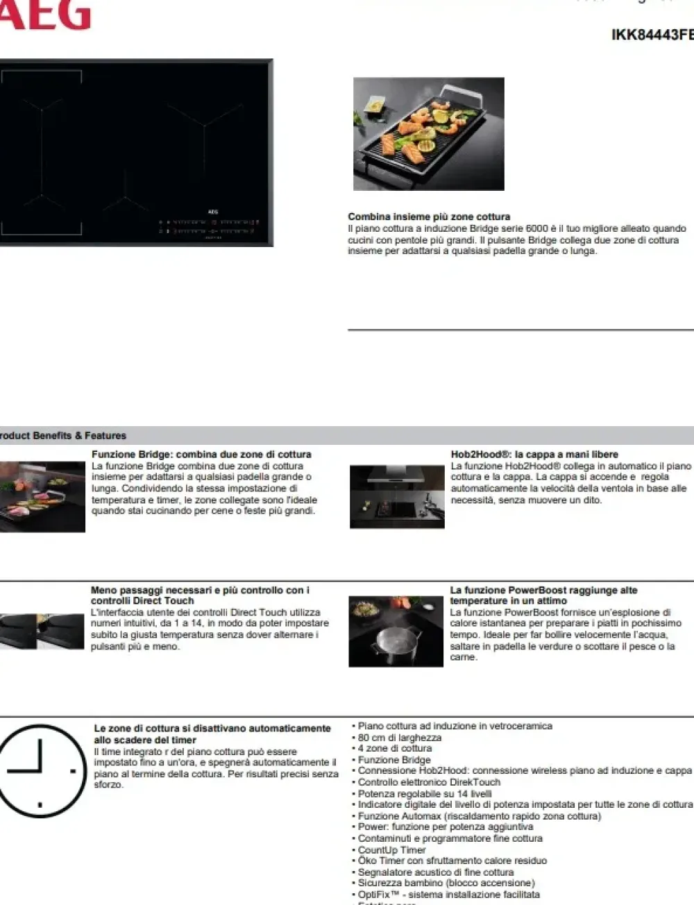 Piano cottura modello ikk8443fb induzione a PREZZI OUTLET^AEG Clearance