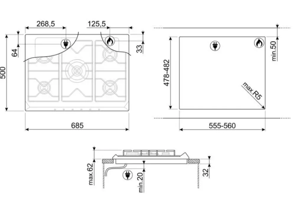 Piano cottura modello Sr275xgh2 di in offerta^Smeg Discount
