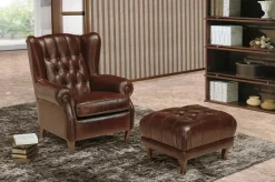 Artigianale Poltrona modello Poltrona bergère mod.oxford rivestita in pelle spessorata scontata del 40% a prezzi outlet- Poltrone