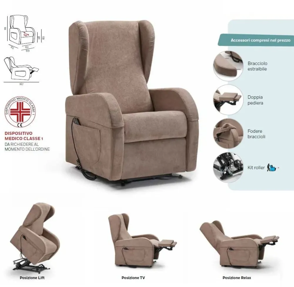 Vitarelax Poltrona relax in Tessuto Anna plus in offerta- Poltrone Relax