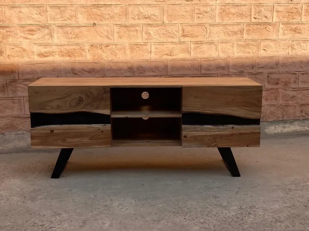 Outlet Etnico Porta tv di modello Mobile basso tv wave design natural a PREZZI OUTLET- Porta Tv