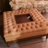 Pouf provenzale modello Camelia con vassoio legno a prezzo scontato^Artigianale Sale