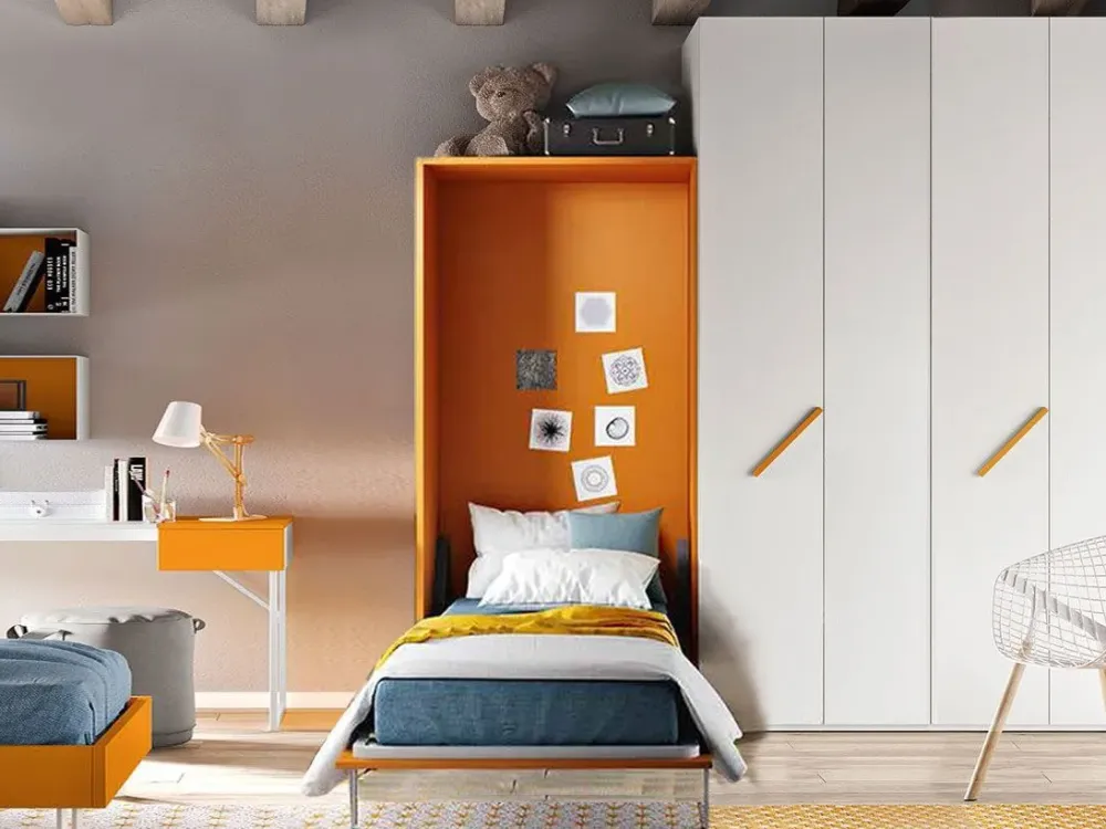 Scopri il letto Verticale a scomparsa, finitura arancia con sconto 48%!^Artigianale Online