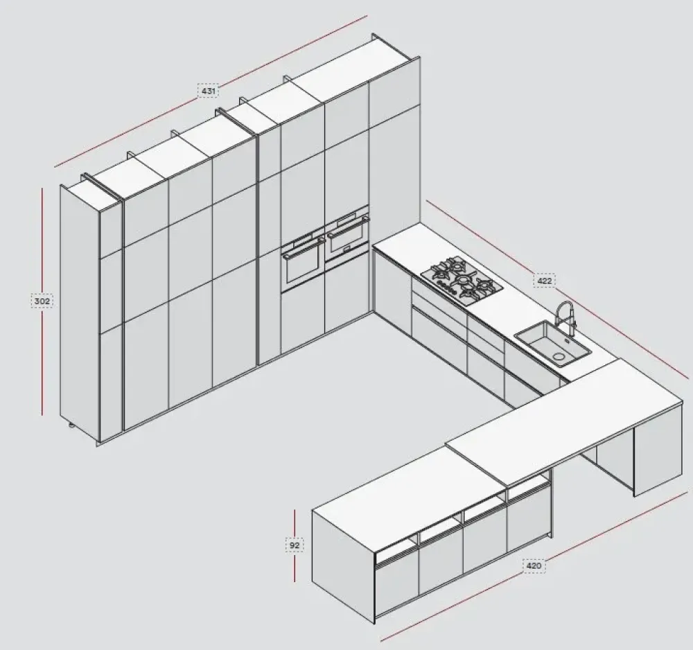 Scopri la cucina Lungomare compo 10 di in OFFERTA OUTLET Cucine Con Penisola|Cucine Moderne