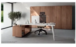 Flycom Scrivania direzionale in legno Ufficio completo a marchio a prezzi outlet- Arredo Ufficio