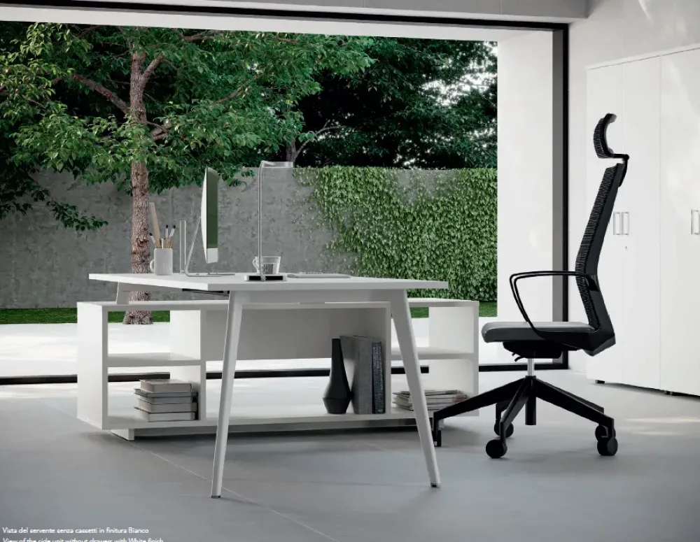 Flycom Scrivania direzionale in legno Ufficio completo a marchio a prezzi outlet- Arredo Ufficio