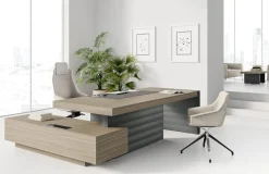 Scrivania direzionale in legno Direzionale jera con allungo su mobile di servizio a marchio in offerta^Las Mobili Outlet