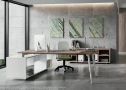 Scrivania direzionale in legno Scrivania rhea direzionale con sedia a marchio a prezzi convenienti^Flycom