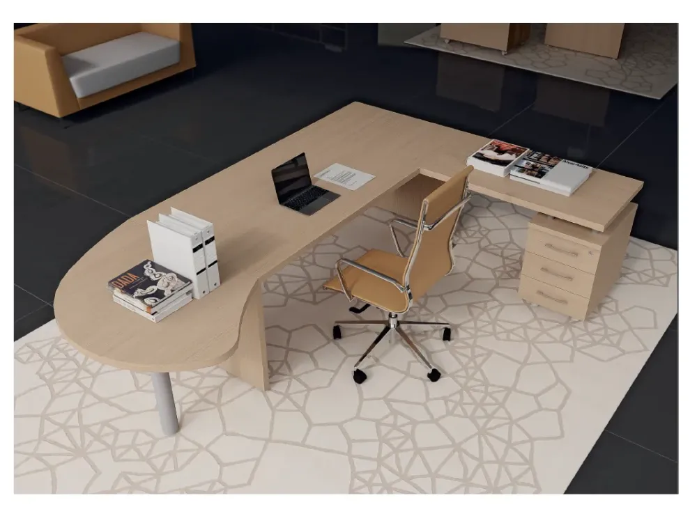 Outlet Scrivania direzionale in legno Con allungo plano e sedia con forte sconto Arredo Ufficio
