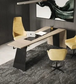 Sale Scrivania direzionale in pelle Scrivania acciaio e pelle luxury italia a marchio con forte sconto Arredo Ufficio