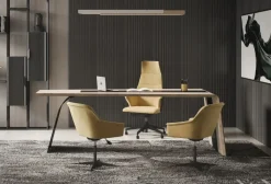 Sale Scrivania direzionale in pelle Scrivania acciaio e pelle luxury italia a marchio con forte sconto Arredo Ufficio