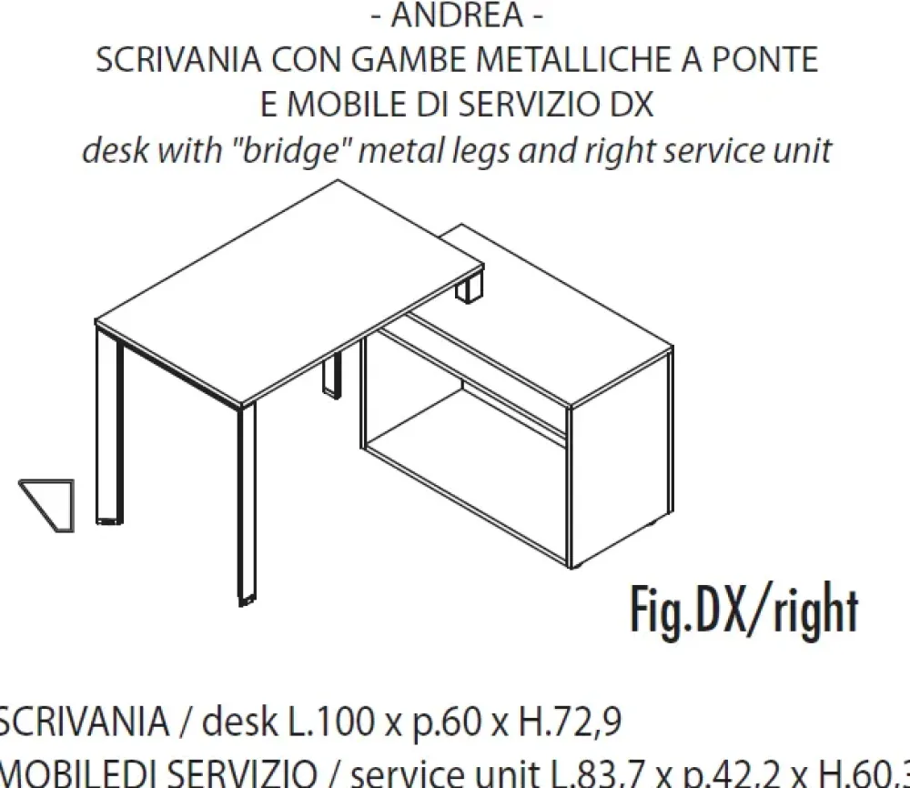 Las Mobili Scrivania direzionale in legno Andrea - postazione home officecon sedia a marchio a prezzi convenienti- Arredo Ufficio